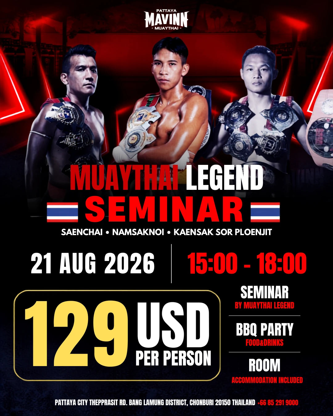 Muay Thai Legend Seminar - Saenchai, Namsaknoi & Kaensak