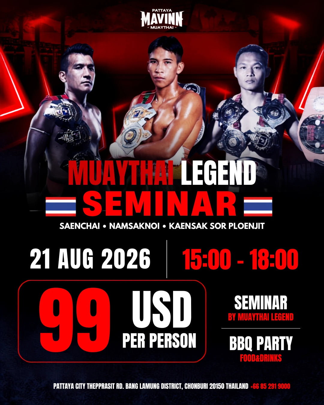 Muay Thai Legend Seminar - Saenchai, Namsaknoi & Kaensak